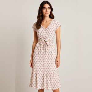 Hollister Pink and White Tiered Sundress